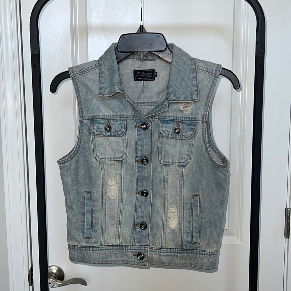 NWOT denim Vest S